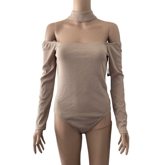 Astr The Label Bodysuit Ribbed Thong Mauve Pink Medium Off Shoulder - Picture 11 of 11